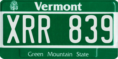 VT license plate XRR839