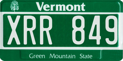 VT license plate XRR849