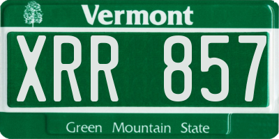 VT license plate XRR857