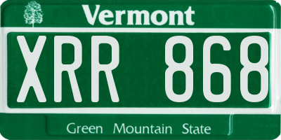 VT license plate XRR868