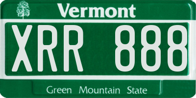 VT license plate XRR888