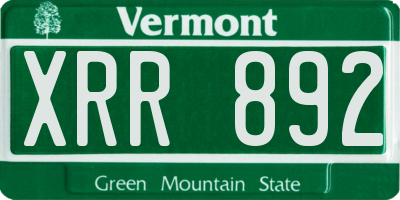 VT license plate XRR892