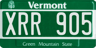 VT license plate XRR905
