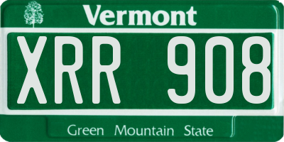 VT license plate XRR908