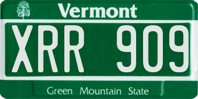 VT license plate XRR909