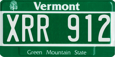 VT license plate XRR912