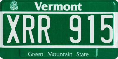 VT license plate XRR915