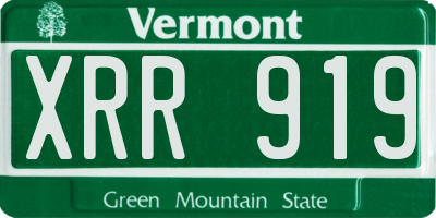 VT license plate XRR919