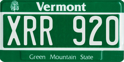 VT license plate XRR920