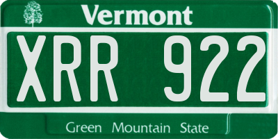 VT license plate XRR922