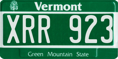 VT license plate XRR923
