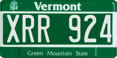 VT license plate XRR924