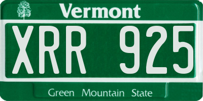 VT license plate XRR925