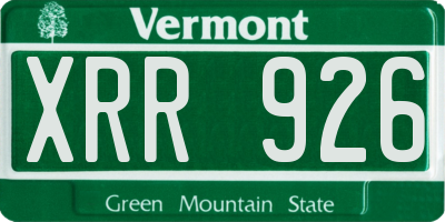 VT license plate XRR926