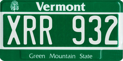 VT license plate XRR932