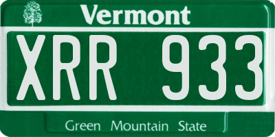 VT license plate XRR933