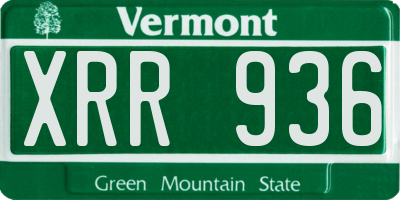 VT license plate XRR936
