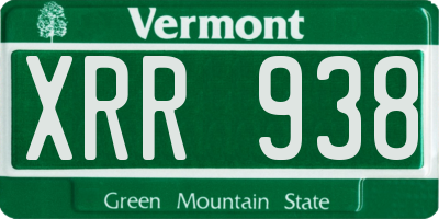 VT license plate XRR938
