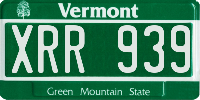 VT license plate XRR939