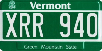 VT license plate XRR940