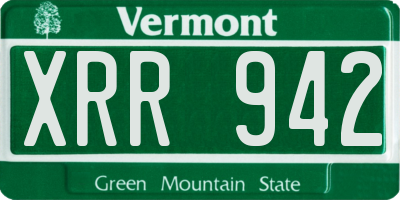 VT license plate XRR942