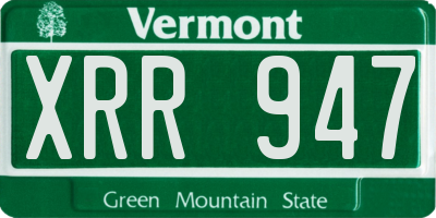 VT license plate XRR947