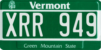 VT license plate XRR949