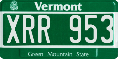 VT license plate XRR953