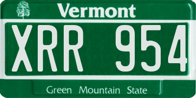 VT license plate XRR954