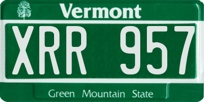 VT license plate XRR957
