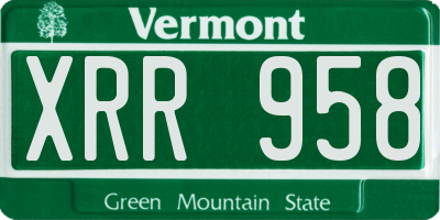 VT license plate XRR958