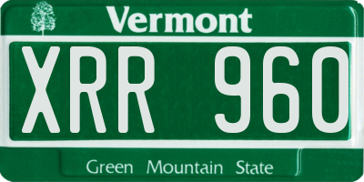 VT license plate XRR960
