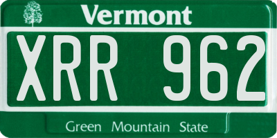 VT license plate XRR962