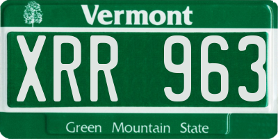 VT license plate XRR963
