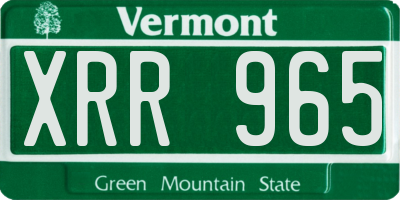 VT license plate XRR965