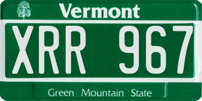 VT license plate XRR967