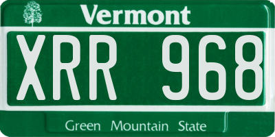 VT license plate XRR968
