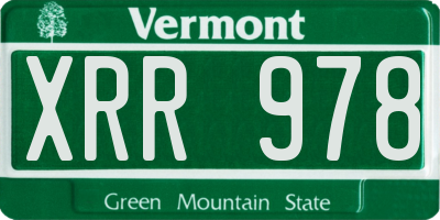 VT license plate XRR978