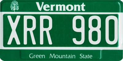 VT license plate XRR980