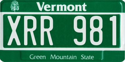 VT license plate XRR981