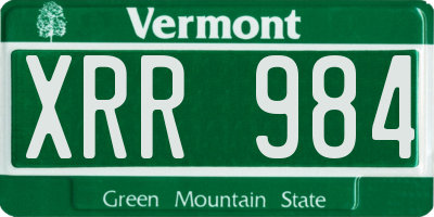VT license plate XRR984