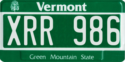 VT license plate XRR986