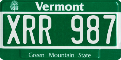 VT license plate XRR987