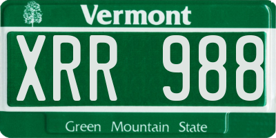 VT license plate XRR988