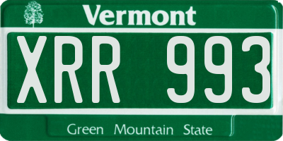 VT license plate XRR993