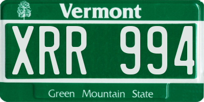 VT license plate XRR994