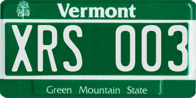 VT license plate XRS003