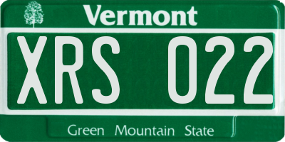 VT license plate XRS022
