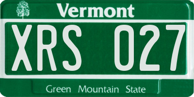 VT license plate XRS027