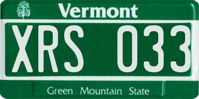 VT license plate XRS033